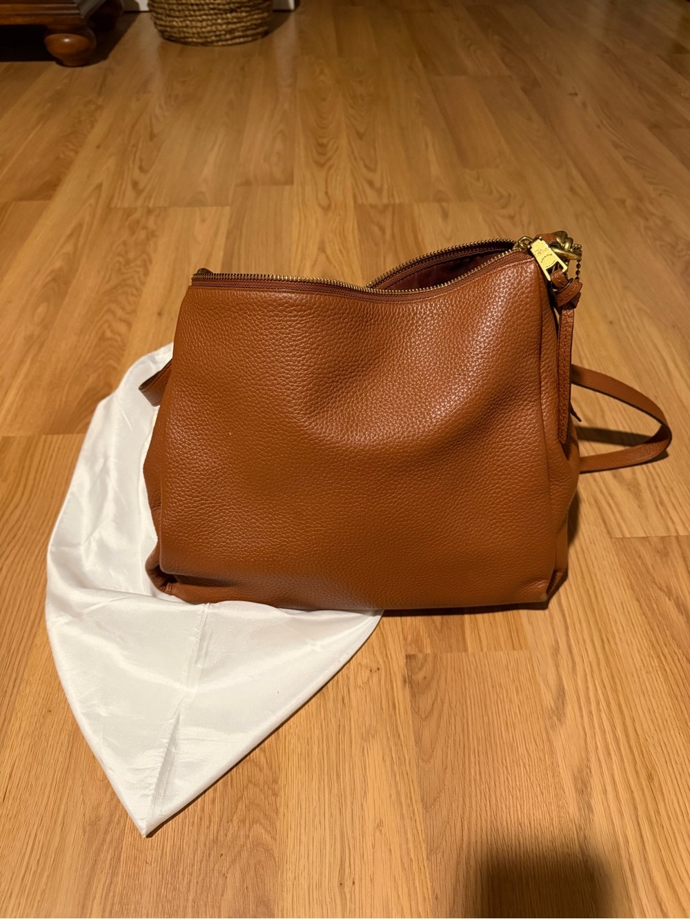Coach Pebbled Leather Shoulder Bag in Cognac Brown - Picture 5 of 10